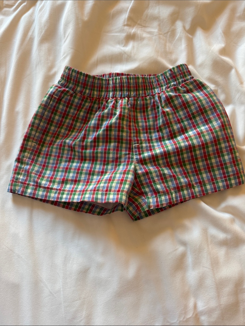 TBBC Boys Plaid Cotton Elastic Waist Shorts - Red & Green